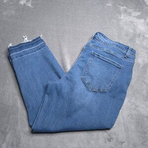 Time And Tru Womens Cropped Jeans 16 Medium Wash High Rise Released Hem Stretch